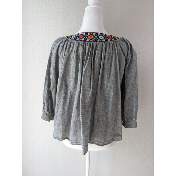 Eri + Ali Gray Embroidered Collar Boxy Top Women's Small - Picture 4 of 10